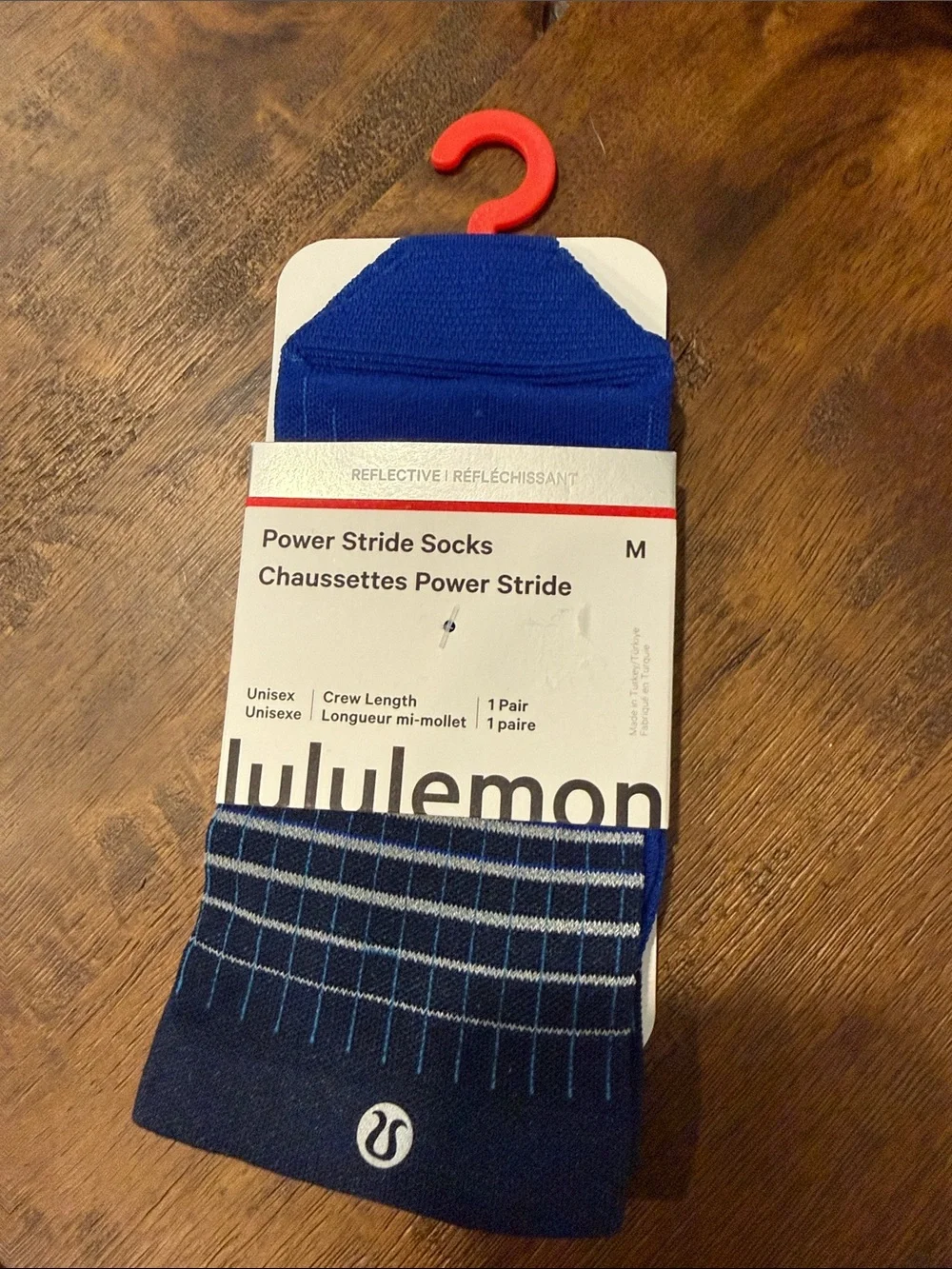 lululemon athletica Men’s Navy and Royal Grid Crew Socks medium unisex